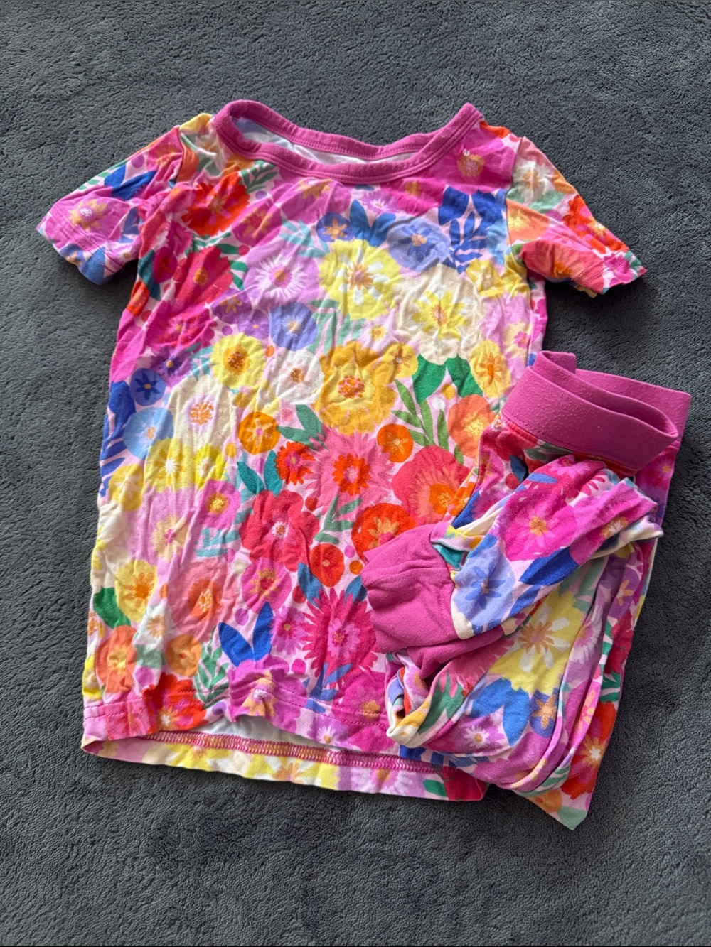 Little sleepies Girls Pink Floral Pajama Set  Short Sleeve size 18-24 month